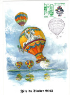 Carte Maximum 1er Jour Haute Vienne Rilhac Rancon Fête Du Timbre 2013 Ballon Dirigeable à Air Chaud Mongolfière - 2000-2009