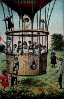 Carte 1905 Illustration Bébés Multiples En Montgolfière - Babies