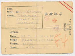 Censored POW Card Camp Soerabaja - Camp CQ Bandoeng Neth. Indies - Niederländisch-Indien
