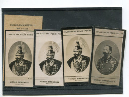 Lot De 4 Images Photos Felix Potin VICTOR EMMANUEL II 2 Roi D'ITALIE  Avec Biographie - Albumes & Colecciones