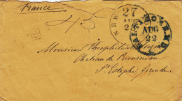 MTM106 - 1862 TRANSATLANTIC LETTER USA TO FRANCE Steamer CITY OF BALTIMORE 3 RATE UNPAID WITH ERROR! - Storia Postale