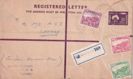 PAKISTAN 1950s UPRATED REGISTERED COVER PEHAWER To LAHORE. - Pakistán