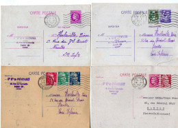 TB 4707 - 1945/49 - 4 Entiers Postaux - Cie De Prévoyance, Rue Ballu à PARIS Pour M. HORLAVILLE ( Professeur ) à NANTES - Standard Postcards & Stamped On Demand (before 1995)