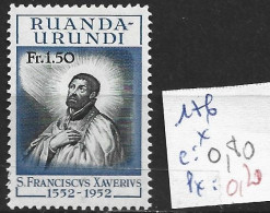 RUANDA-URUNDI 176 * Côte 0.80 € - Nuovi