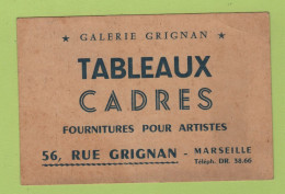 CARTE COMMERCIALE GALERIE GRIGNAN 56 RUE GRIGNAN MARSEILLE / TABLEAUX CADRES FOURNITURES POUR ARTISTES - Visitekaartjes
