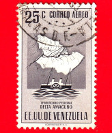 VENEZUELA - Usato - 1953 - Mappa Del Territorio Federale Del Delta Amacuro - 25 - P. Aerea - Venezuela