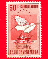 VENEZUELA - Usato - 1953 - Mappa Del Territorio Federale Del Delta Amacuro - 50 - P. Aerea - Venezuela