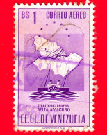 VENEZUELA - Usato - 1953 - Mappa Del Territorio Federale Del Delta Amacuro - Bs 1 - P. Aerea - Venezuela