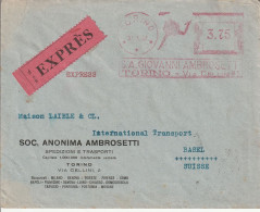 Italie EMA Torino Sur Lettre Par Exprès Pour La Suisse 1937 - Marcophilia