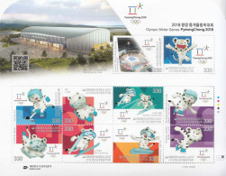 2018 South Korea PyeongChang Winter Olympics Ice Hockey Skating Snowboarding M/sheet Of 10 MNH * Wrinkle Top Left* - Korea, South