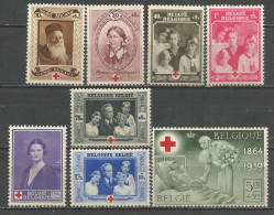 Belgique - Croix-Rouge, Dunant, Nightingale, Reine Elisabeth, Reine Astrid, Roi Léopold III - N°496 à 503 */(*) - Unused Stamps