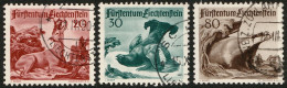Liechtenstein 1950: Jagdserie III. Zu 232-234 Mi 285-287 Yv 247-249 Mit Zoll-⊙ SCHAANWALD 12.III.5? (Zumstein CHF 82.00) - Usati