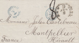 MTM107 - 1868 TRANSATLANTIC LETTER USA TO FRANCE Steamer DEUTSCHLAND - UNPAID - Marcophilie