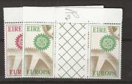 1967 MNH Ireland Mi 192-93 Gutter Pairs Folded - Ungebraucht