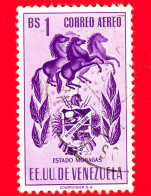 VENEZUELA - Usato - 1953 - Stemma Dello Stato Di Monagas - Arms - Ba 1 - P. Aerea - Venezuela