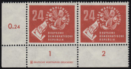 275DZ Volkswahlen 1950, Eckrand-Paar Mit Druckeizeichen Auf R1, Ungefaltet, ** - Nuevos