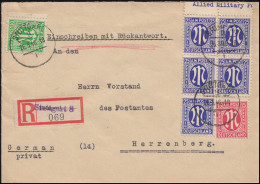 3+8+9 AM-Post-Fankatur 5+15+25 Pf. Als Rückantwort-R-Brief STUTTGART 26.3.1946 - Covers & Documents