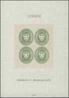 Sonderdruck Lübeck Nr. 8 Viererblock Neudruck 1978 - Privados & Locales