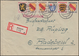 2+4+7+8+10 Freimarken Wappen MiF R-Brief ROTTWEIL 24.11.46 Nach RADEBEUL 16.12. - Emissions Générales