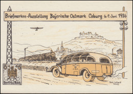PP 127 Briefmarkenausstellung Bayrische Ostmark Passender SSt COBURG 6.6.1936 - Exposiciones Filatélicas