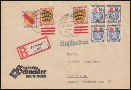 8 ZW Wappen Zwischenstegpaar Mit Rand + Zusatzfr. MiF R-Bf. REUTLINGEN 21.11.47  - General Issues