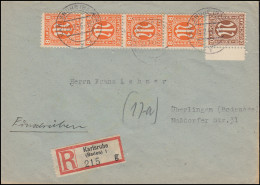5+6 AM-Post MiF Auf R-Brief KARLSRUHE (BADEN) 23.2.1946 Nach ÜBERLINGEN 25.2. - Brieven En Documenten