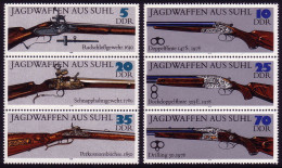 2376-2381 Jagdwaffen Aus Suhl 1978, 2x3er-Streifen, Zusammendruck-Set ** - Neufs