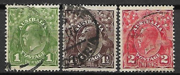 AUSTRALIE   -  1931.   Y&T N° 77A - 78 - 79 Oblitérés. - Used Stamps