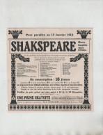 Shakspeare Shakespeare 1912 Souscription Combarieu Paris - Werbung
