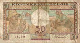 BILLET 50 FRANCS BELGIQUE 1956 - 50 Francos