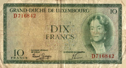 BILLET 10 FRANCS LUXEMBOURG - Luxemburg