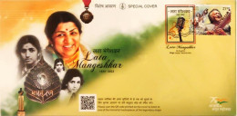 INDIA 2022 LATA MANGESHKAR LEGENDARY SINGER LIMITED EDITION SPECIAL COVER USED RARE - Brieven En Documenten