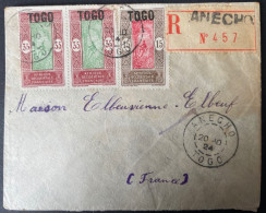 Togo Lettre Recommandé De Anecho 1924 Pour Elbeuf - Storia Postale