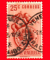 VENEZUELA - Usato - 1951 - Stemma E Statua Di Simon Bolivar - Arms - 25 - Venezuela