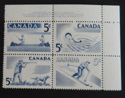 CANADA YT 292/295 NEUFS**MNH AVEC BDF "SPORTS EN PLEIN AIR"  ANNÉE 1957 - Ongebruikt