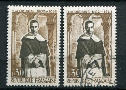 26399 FRANCE N°1287** 30c. Lacordaire : Cheveux Bistre Au Lieu De Brun + Normal (non Inclus) 1961  TB   - Nuovi