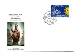 CH - 132 - Enveloppe Avec Oblit Spéciale "Journée Du Timbre 2011 Sierre" - Timbre Découpé Du Bloc - Poststempel