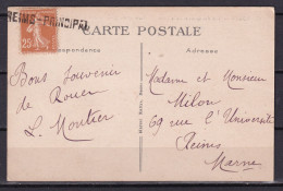 D 772 / SEMEUSE SUR CARTE POSTALE / GRIFFE REIMS PRINCIPAL - Collections