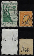 USA United States 1914/1942 2 Stamp Perfin AGR By Agriculture Department Cornell University From Ithaca Lochung Perfore - Perfin