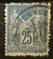 Type SAGE Yvert No 79, 25 C Bleu VARIETE PEIGNE PERFORATEUR O Cachet à Date De AUMALE, Seine Inférieure Maritime TB - 1876-1898 Sage (Type II)