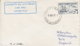 Ross Dependency 1971  University Of Canterbury Cape Bird Signature Ca Scott Base 6 NOV 1971 (SO224) - Briefe U. Dokumente