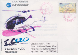 Enveloppe  FRANCE   AEROSPATIALE   HELICOPTERE   1er   Vol   E C  120   MARIGNANE    1995 - Helicópteros