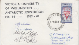 Ross Dependency 1969 University Of Wellington 4 Signatures Ca Scott Base 17 NOV 1969 (SO226) - Storia Postale