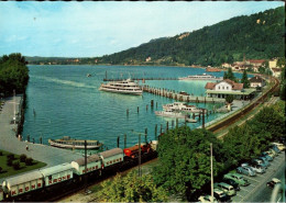 ! Ansichtskarte 1966, Bregenz, Hafen, Eisenbahnwaggons Zirkus Krone - Treni