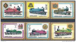 1972 AJMAN 1850-55**  Trains, Locomotives - Ajman