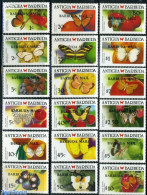 Barbuda 1988 Definitives, Butterflies 18v, Mint NH, Nature - Butterflies - Barbuda (...-1981)