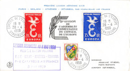 AE-6 - 1ère Liaison Paris-Milan-Athênes-Istanbul Du 8.5.1959 - Autres - Europe