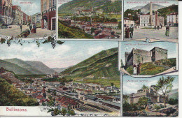 Bellinzona, Petites Vues, Mercato, Stazione, Gare, Castello Uri, Unterwald, Svitto, Monumento Indipendenza, Voyagée 1910 - Bellinzone