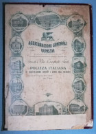 CARTELLA PORTADOCUMENTI POLIZZA ASSICURAZIONI GENERALI VENEZIA 1910 + POLIZZA E QUIETANZE - Bank En Verzekering