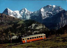 ! Moderne Ansichtskarte Eisenbahn, Bergbahn Lauterbrunnen-Mürren, Schweiz - Trains